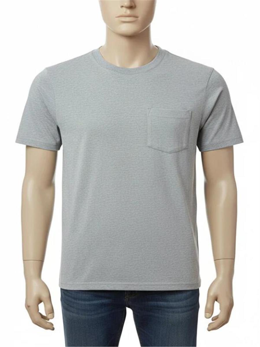 Yazlık Bisiklet Yaka Penye Tshirt %100 Pamuklu Sol Göğüs Cepli